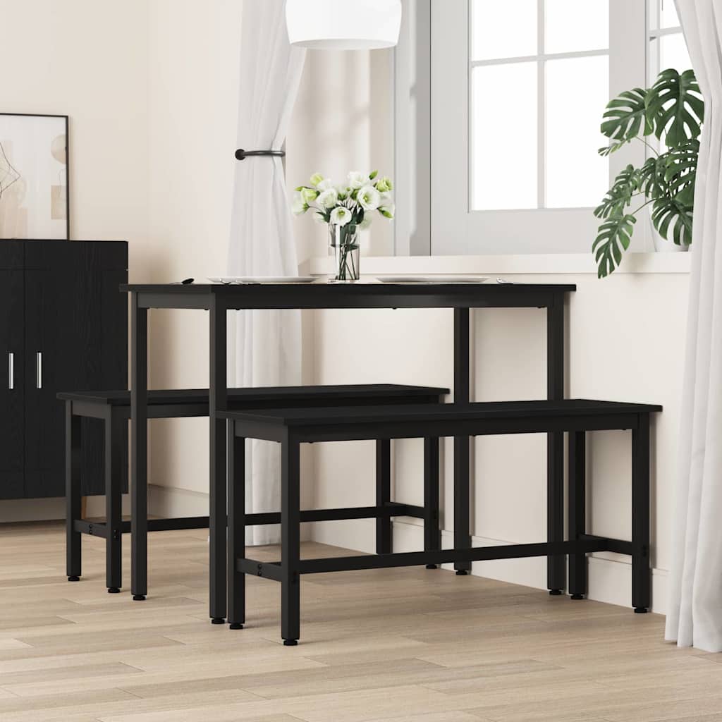 vidaXL Ławka jadalniana 2 pcs Czarny Dąb 100 x 32,5 x 48,5 cm