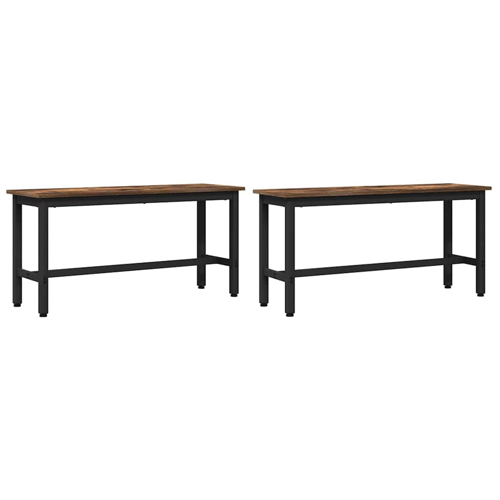 vidaXL Ławka jadalniana 2 pcs Dąb wędzony 100 x 32,5 x 48,5 cm