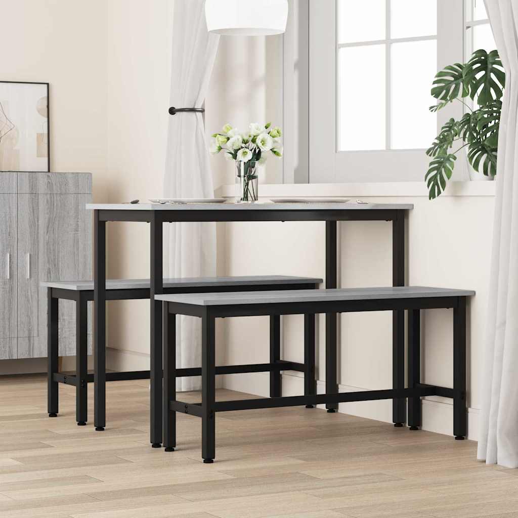vidaXL Ławka jadalniana 2 pcs Szary Sonoma 100 x 32,5 x 48,5 cm