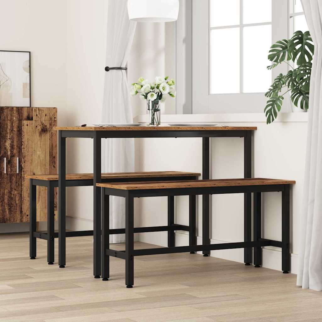 vidaXL Ławka jadalniana 2 pcs Stare drewno 100 x 32,5 x 48,5 cm