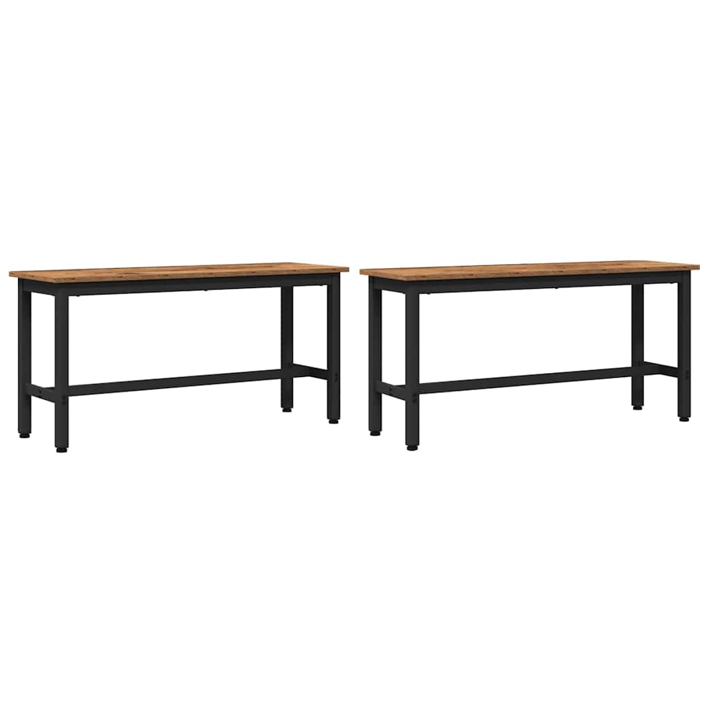 vidaXL Ławka jadalniana 2 pcs Stare drewno 100 x 32,5 x 48,5 cm