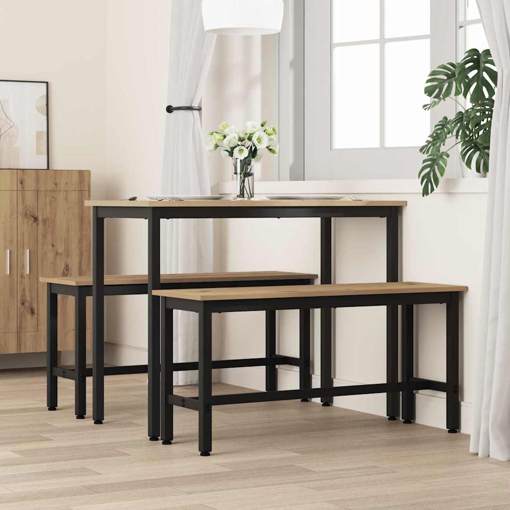 vidaXL Ławka jadalniana 2 pcs Dąb rzemieślniczy 100 x 32,5 x 48,5 cm