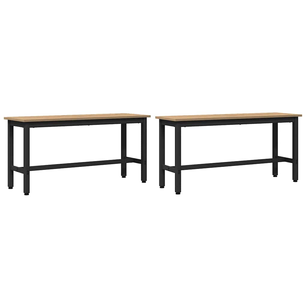vidaXL Ławka jadalniana 2 pcs Dąb rzemieślniczy 100 x 32,5 x 48,5 cm