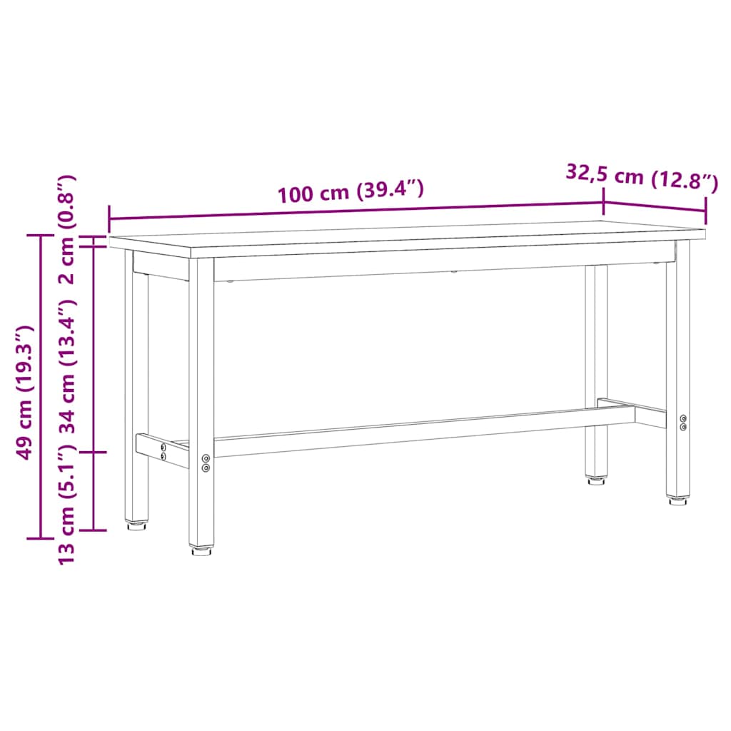 vidaXL Ławka jadalniana Naturalny 100 x 32,5 x 49 cm