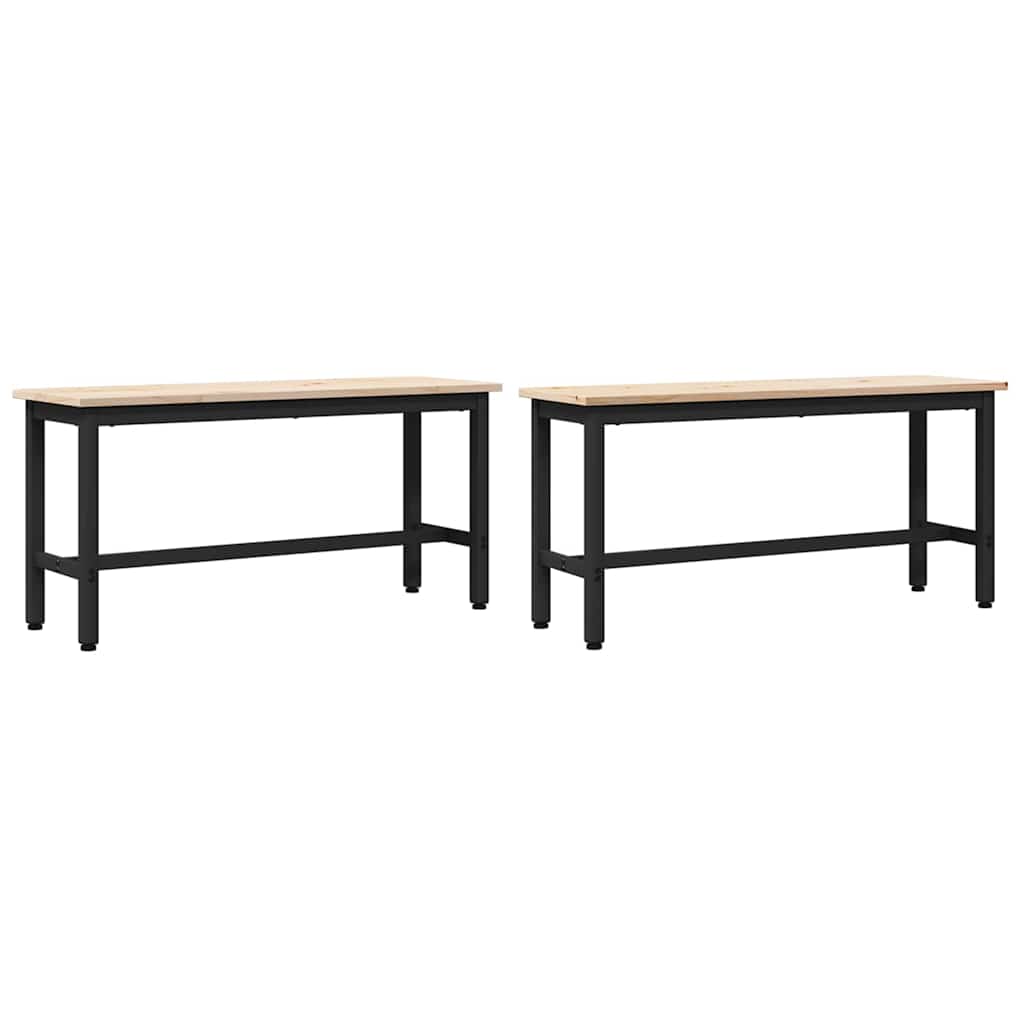 vidaXL Ławki do jadalni 2 pcs Naturalny 100 x 32,5 x 49 cm