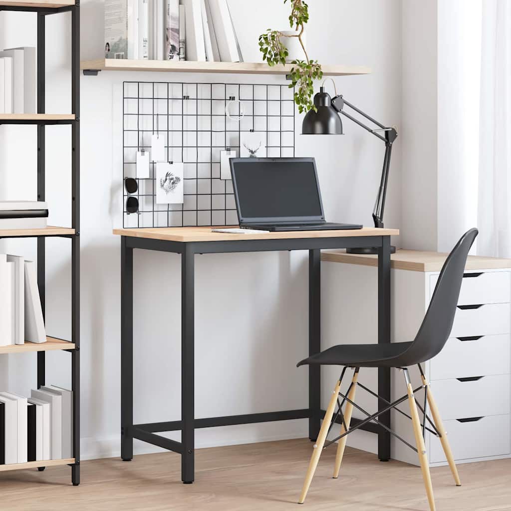 vidaXL stół Naturalny 80 x 50 x 77 cm Drewno inżynieryjne i stal