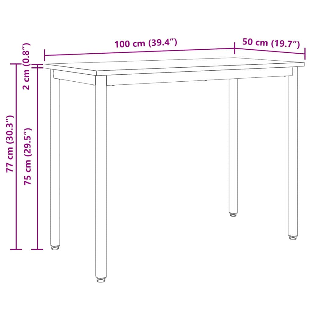 vidaXL stół Biały 100 x 50 x 77 cm Drewno inżynieryjne i stal