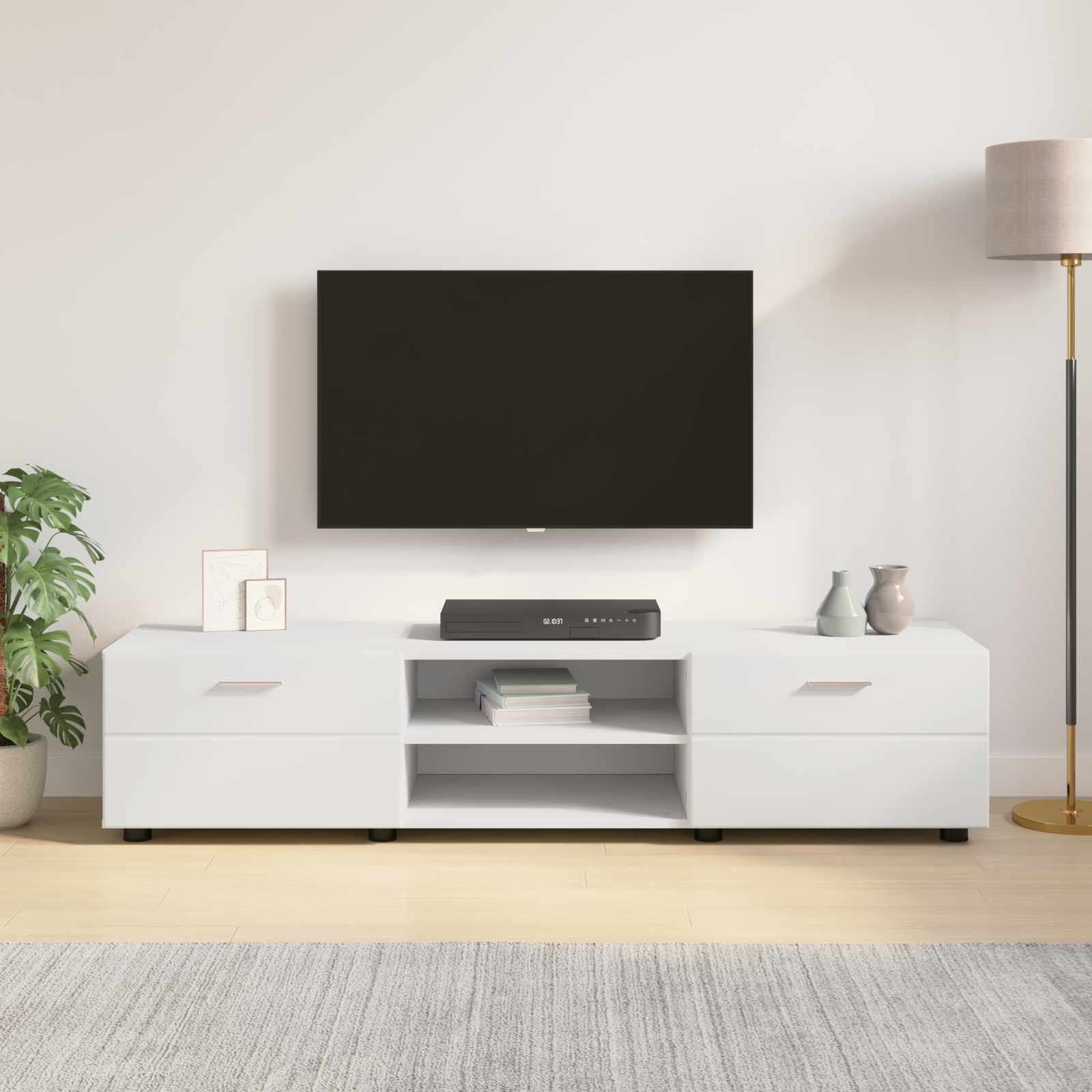 vidaXL Drewniana szafka Biały 150 x 39 x 30 cm Materiał drewnopochodny