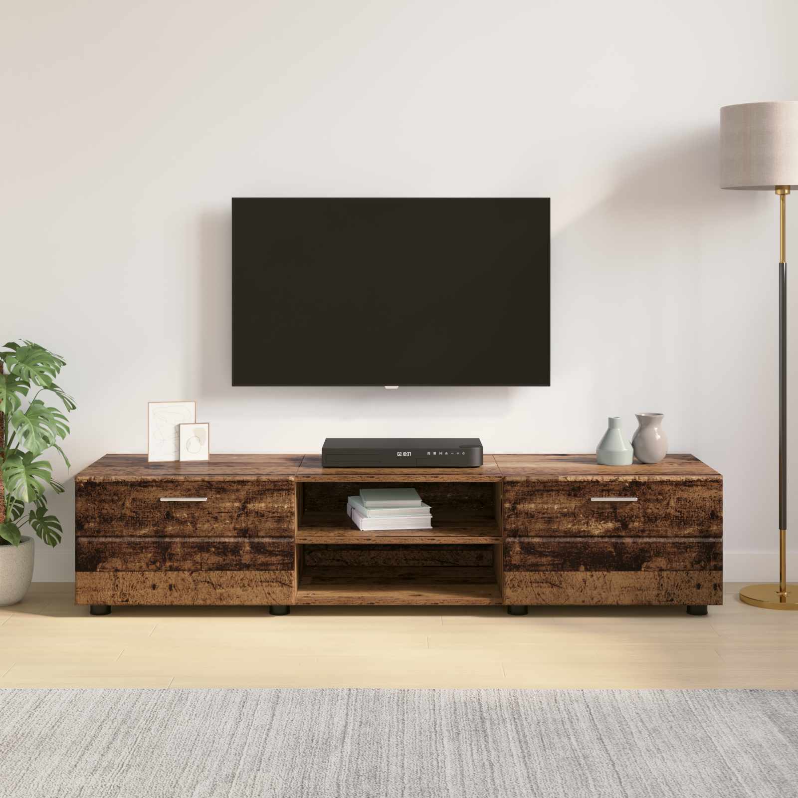 vidaXL Drewniana szafka z szufladą Stare drewno 150 x 39 x 30 cm