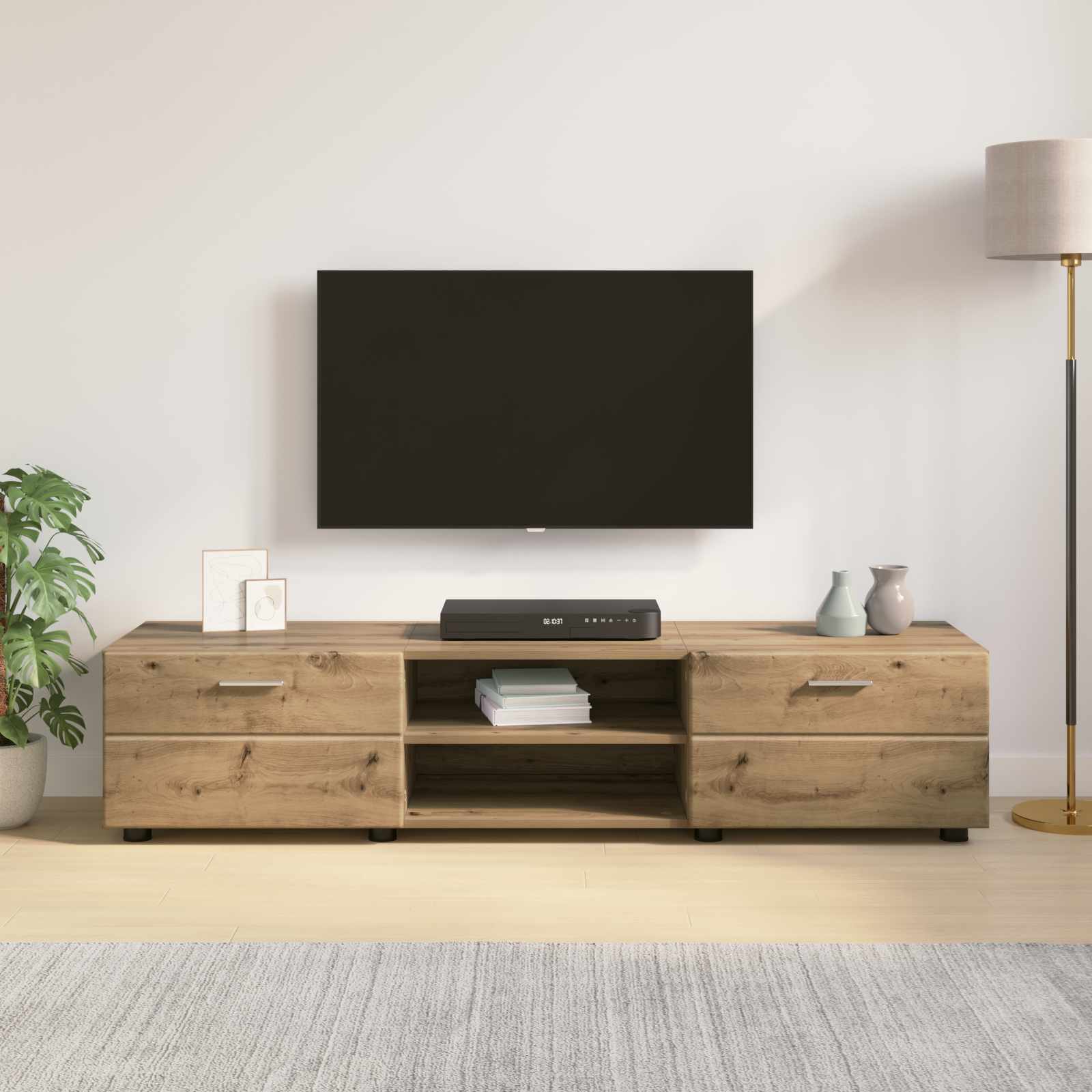 vidaXL Drewniana szafka z szufladą Dąb rzemieślniczy 150 x 39 x 30 cm