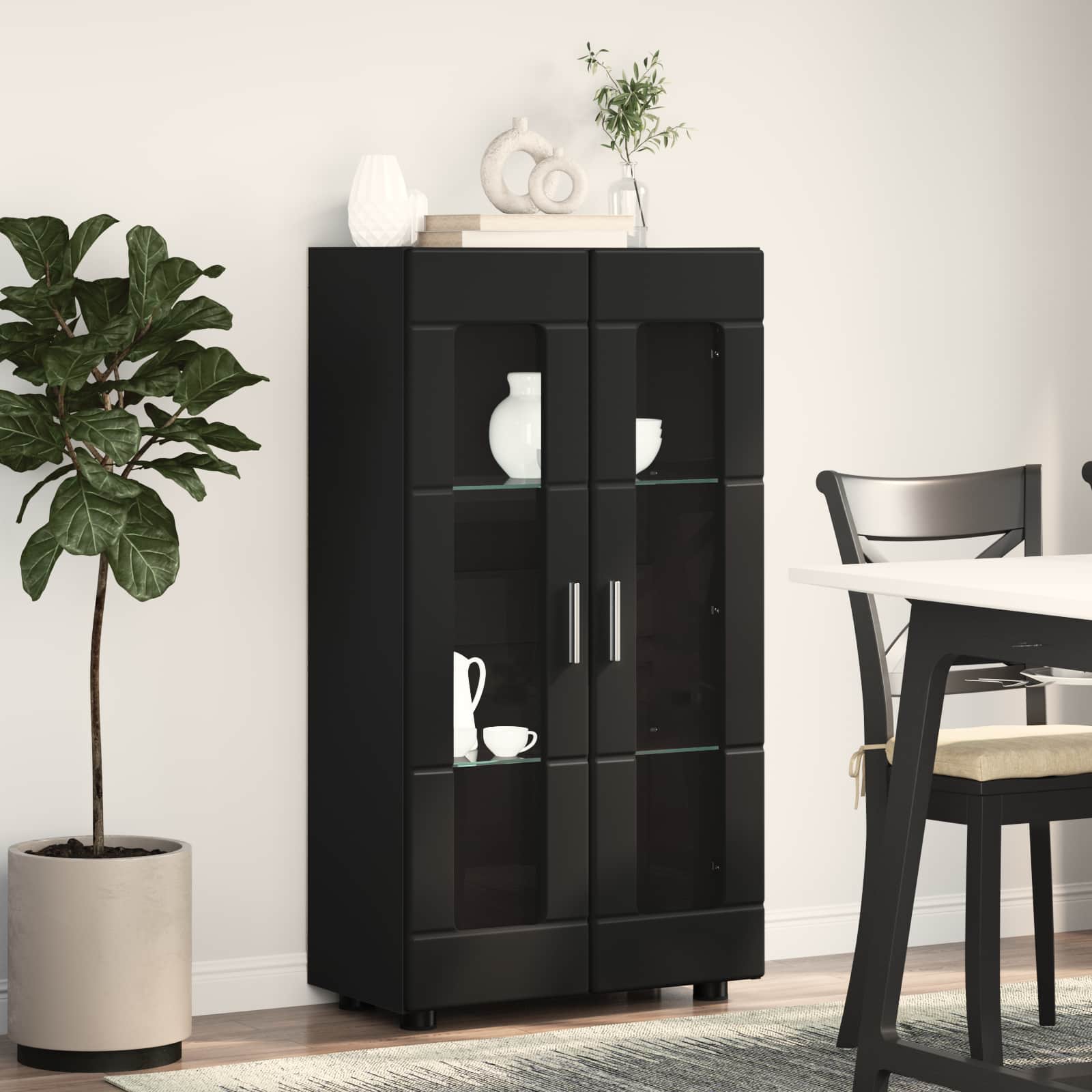 vidaXL Bufet FLORIN 55,5 x 29 x 100 cm Czarny Drewno inżynieryjne