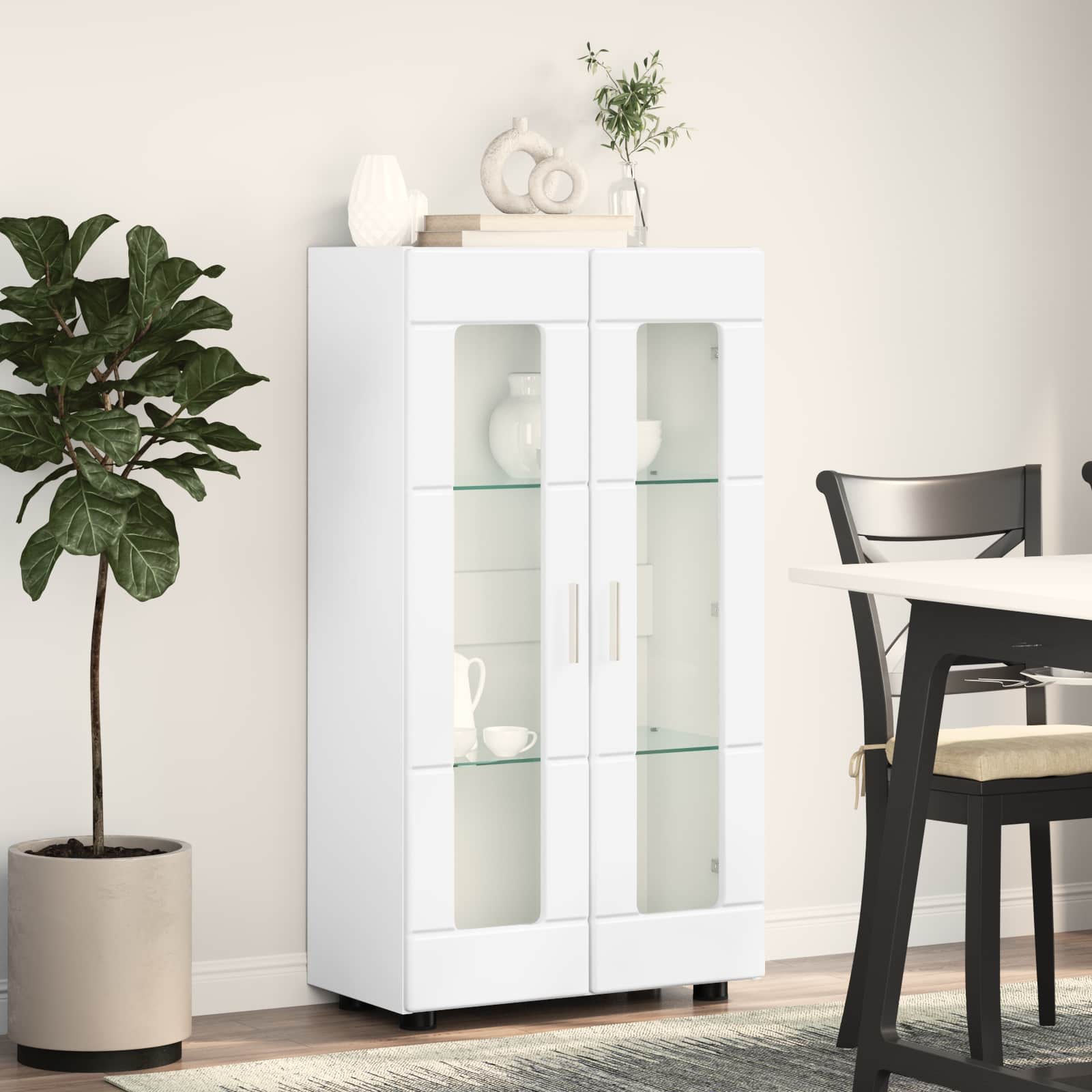 vidaXL Bufet FLORIN 55,5 x 29 x 100 cm Wysoki połysk biały