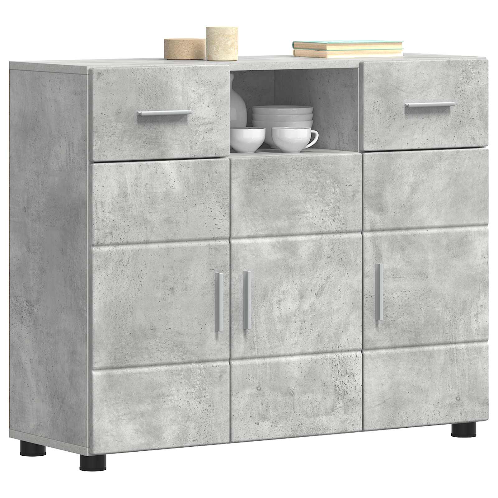 vidaXL Drewniana szafka z szufladą Betonowy szary 88,5 x 30,5 x 73 cm