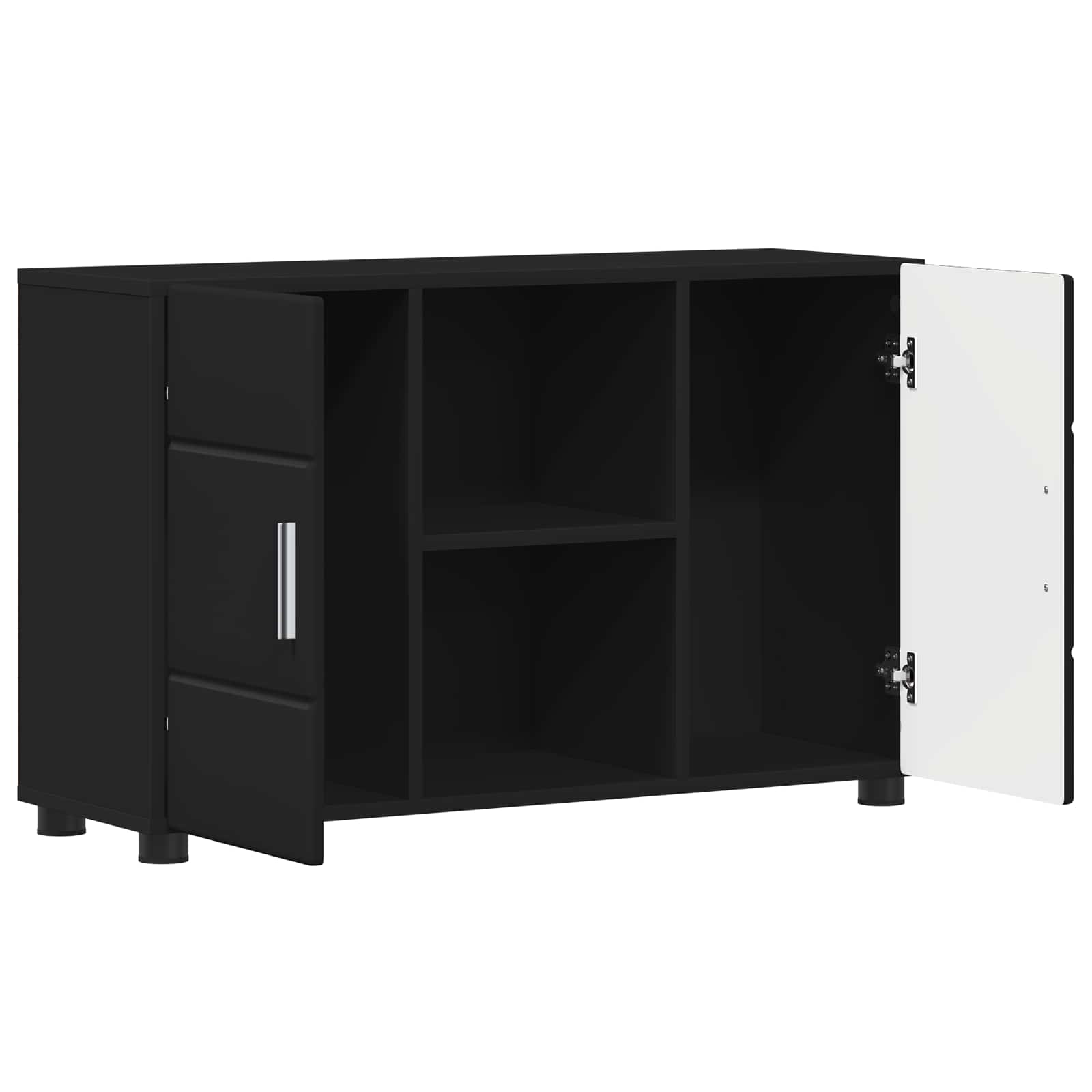 vidaXL Bufet z półką z drzwiami FLORIN Czarny 88,5 x 30,5 x 55,5 cm