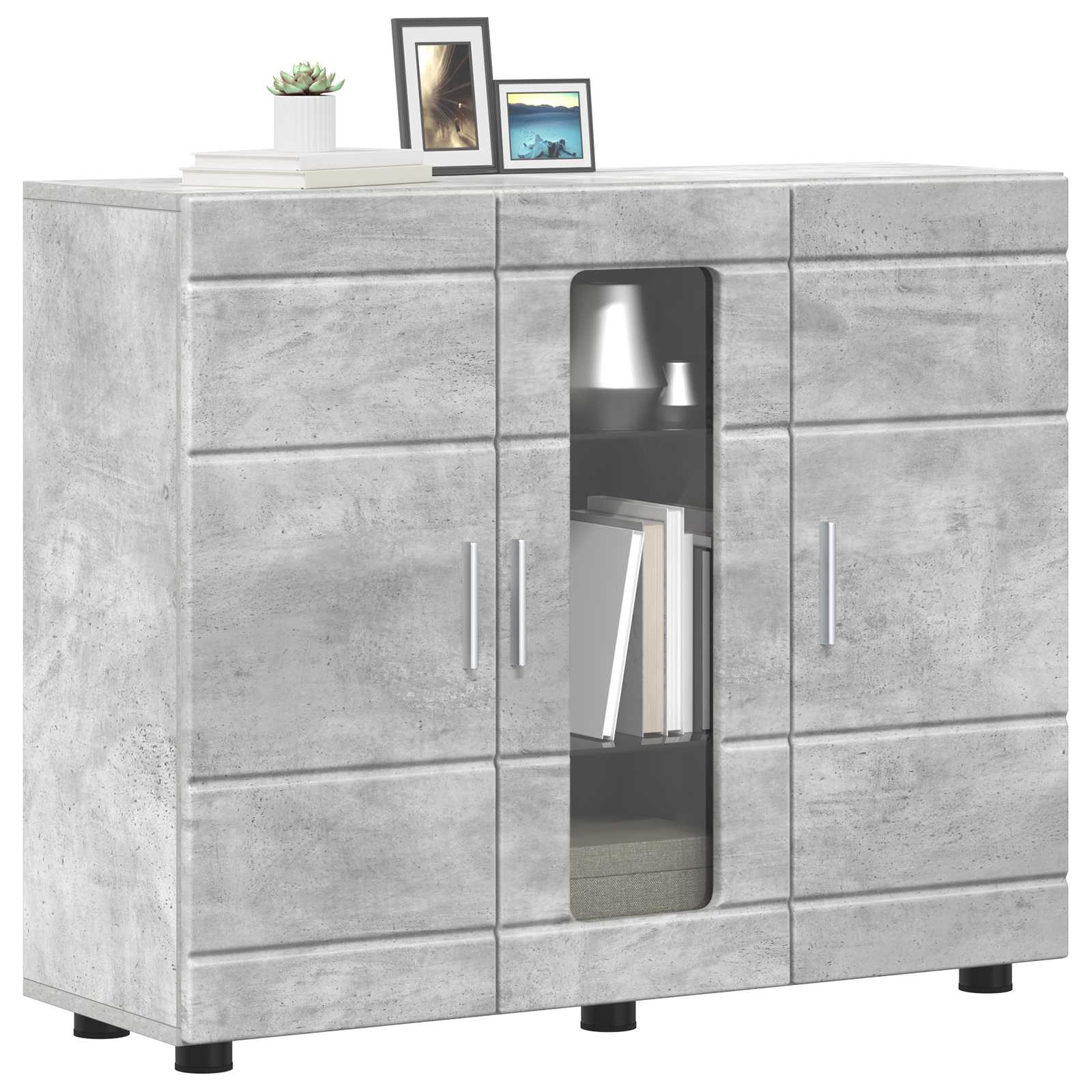 vidaXL Drewniana szafka Betonowy szary 88,5 x 30,5 x 73 cm