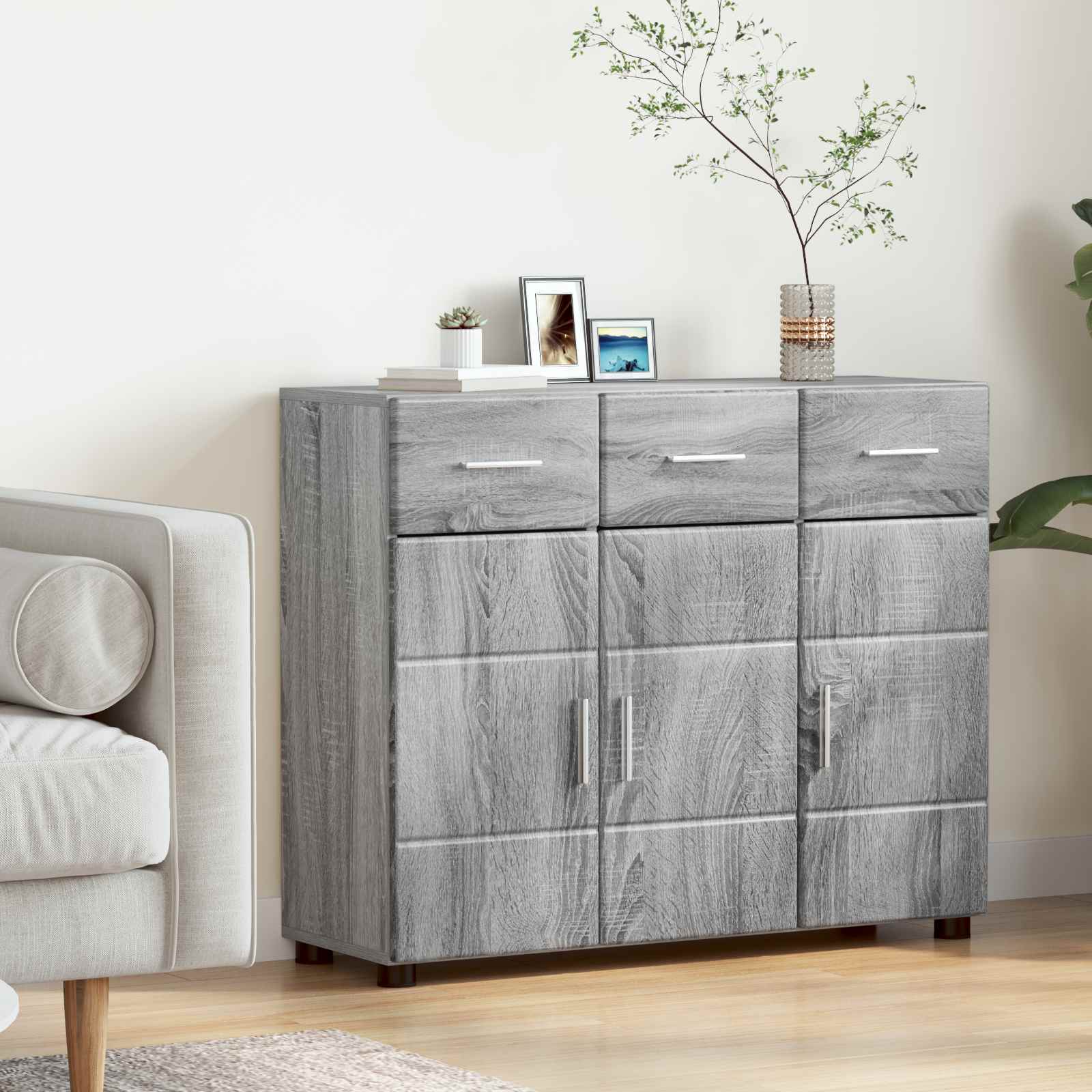 vidaXL Bufet FLORIN 88,5 x 30,5 x 73 cm Szary Sonoma