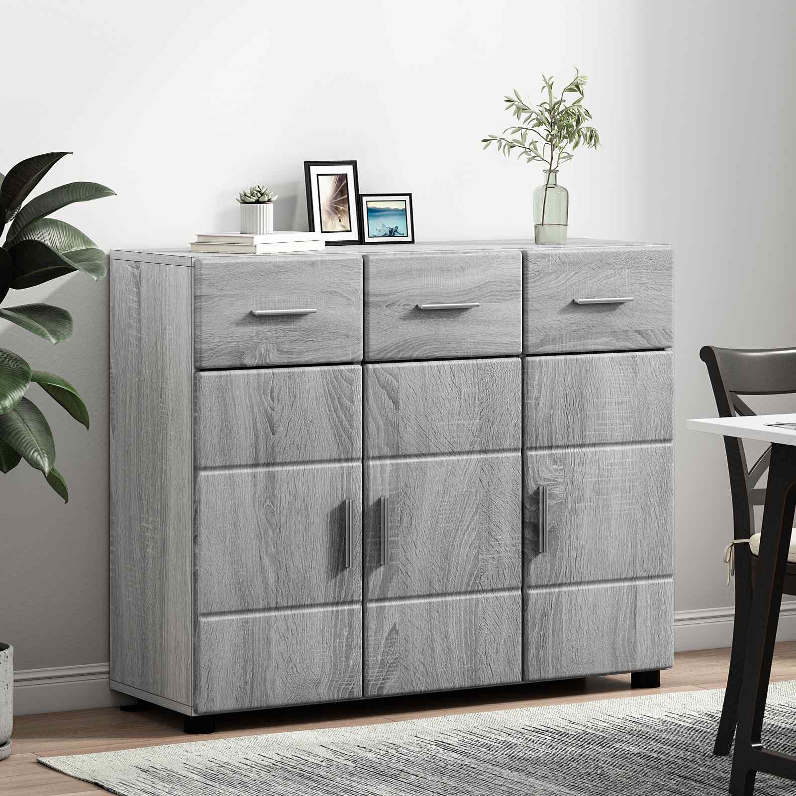 vidaXL Bufet FLORIN 88,5 x 30,5 x 73 cm Szary Sonoma