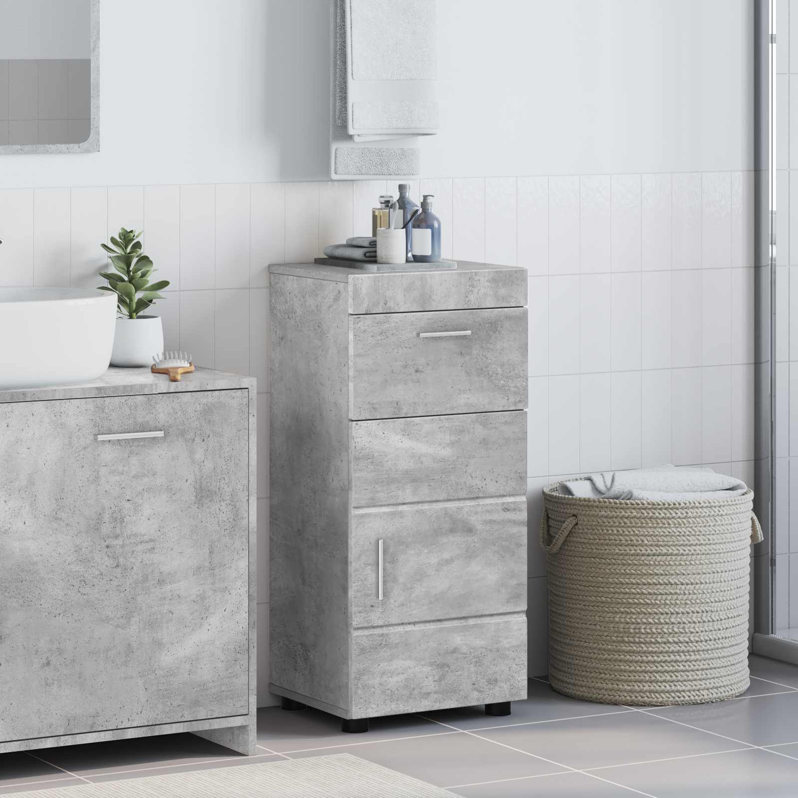 vidaXL Zestaw Szafek Łazienkowych z szufladą TULUM Betonowy szary