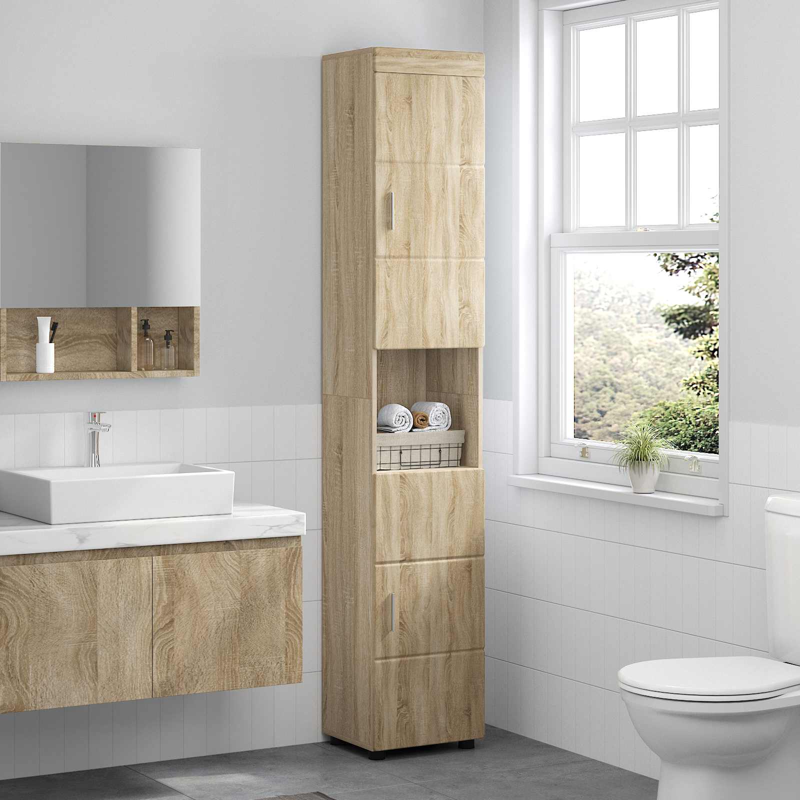 vidaXL Zestaw Szafek Łazienkowych TULUM Dąb Sonoma 37 x 31,5 x 203 cm