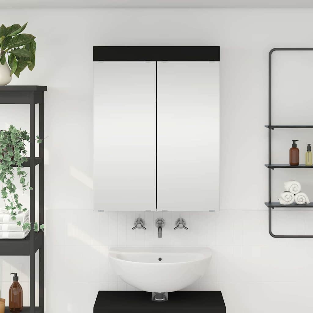 vidaXL Szafka z lustrem do łazienki TULUM Czarny 60 x 16,5 x 78 cm