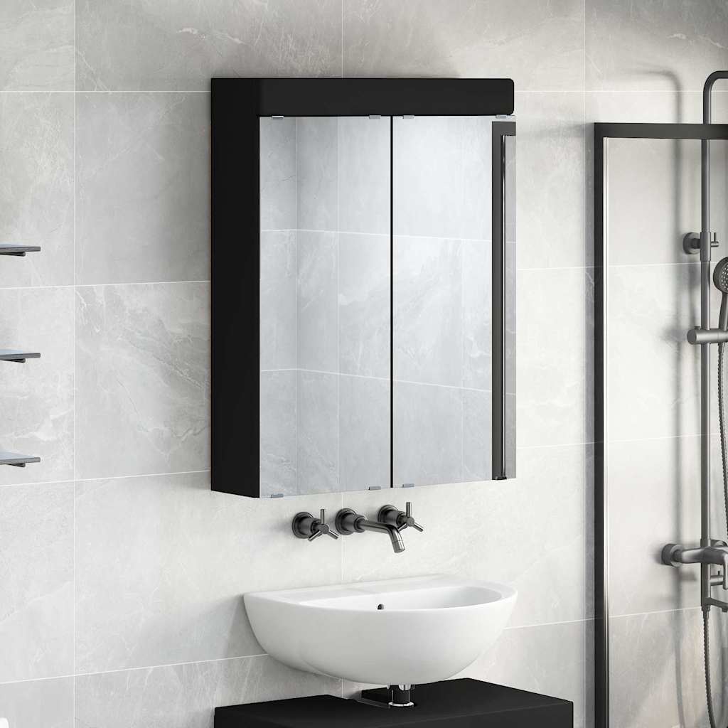 vidaXL Szafka z lustrem do łazienki TULUM Czarny 60 x 16,5 x 78 cm