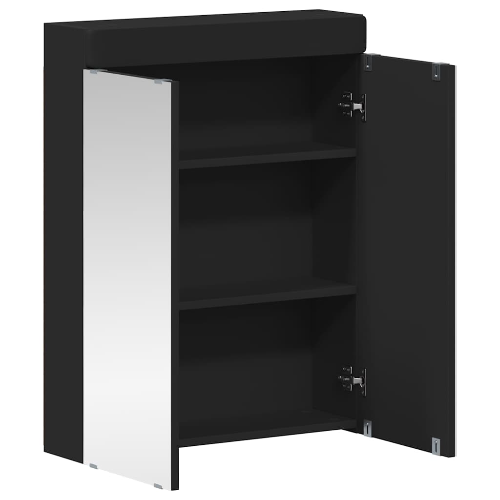 vidaXL Szafka z lustrem do łazienki TULUM Czarny 60 x 16,5 x 78 cm