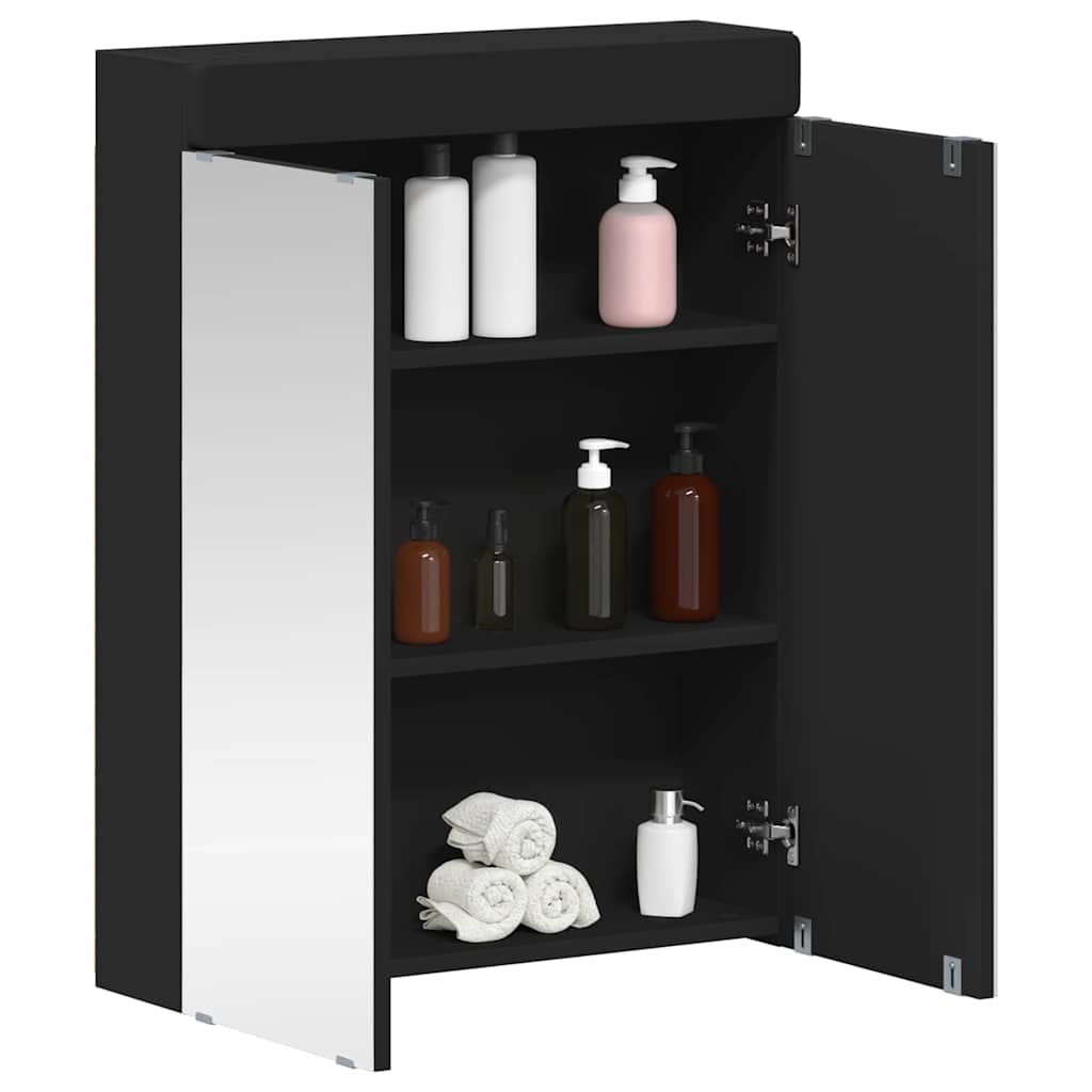 vidaXL Szafka z lustrem do łazienki TULUM Czarny 60 x 16,5 x 78 cm