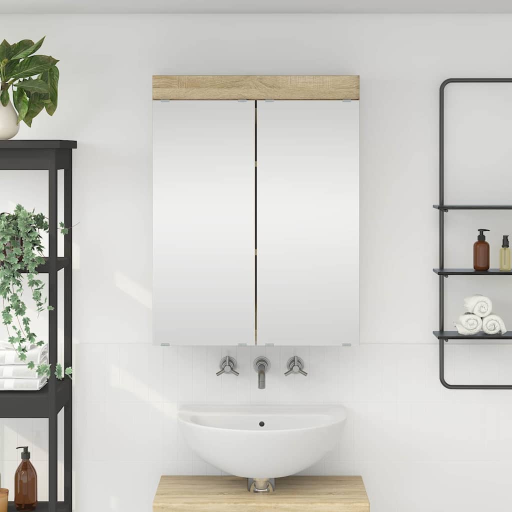 vidaXL Szafka z lustrem do łazienki TULUM Dąb Sonoma 60 x 16,5 x 78 cm