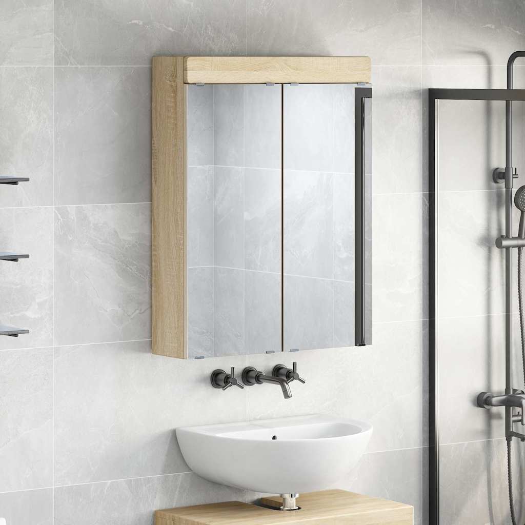 vidaXL Szafka z lustrem do łazienki TULUM Dąb Sonoma 60 x 16,5 x 78 cm