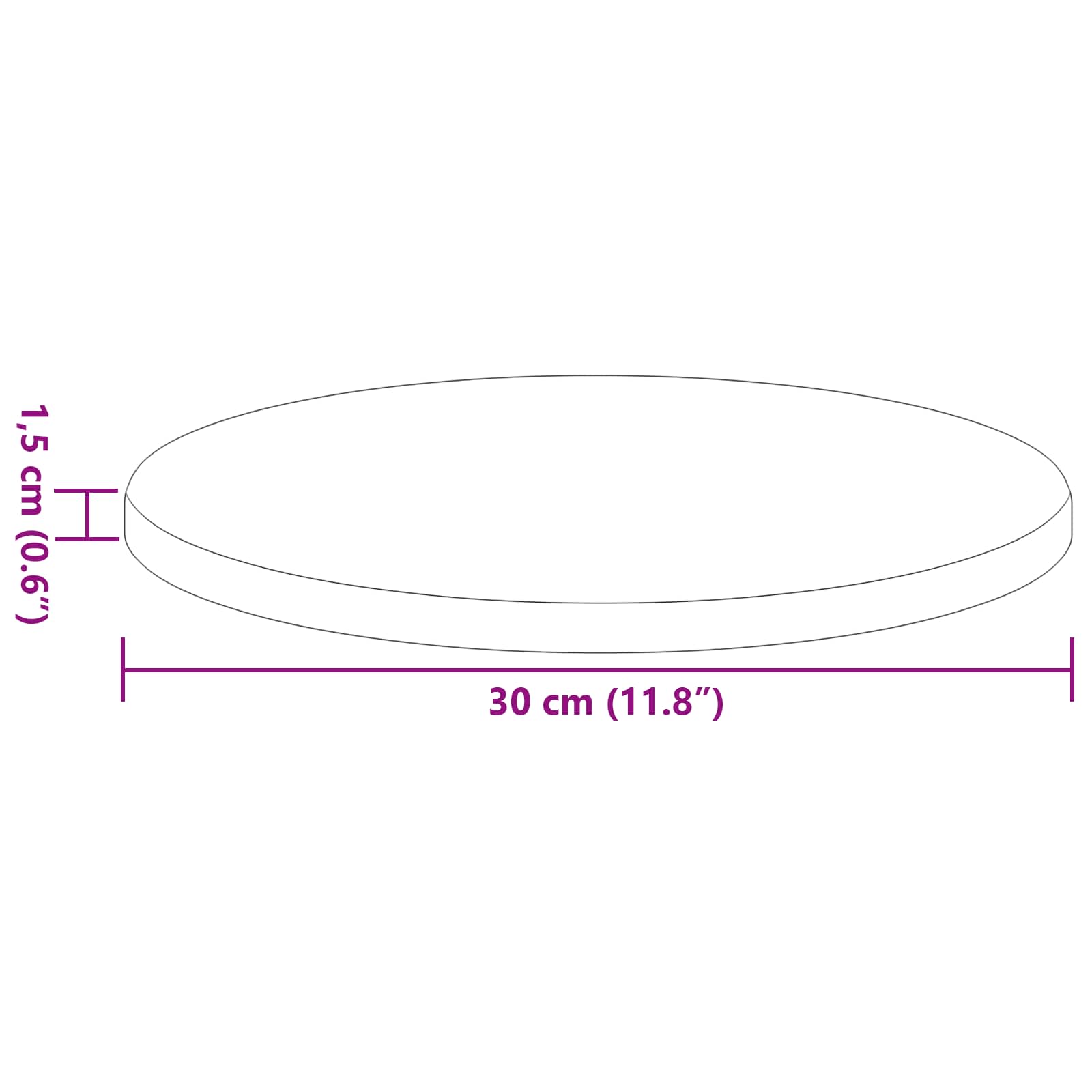vidaXL Blat stołu Ø 30 x 1,5 cm Okrągły Drewno inżynieryjne