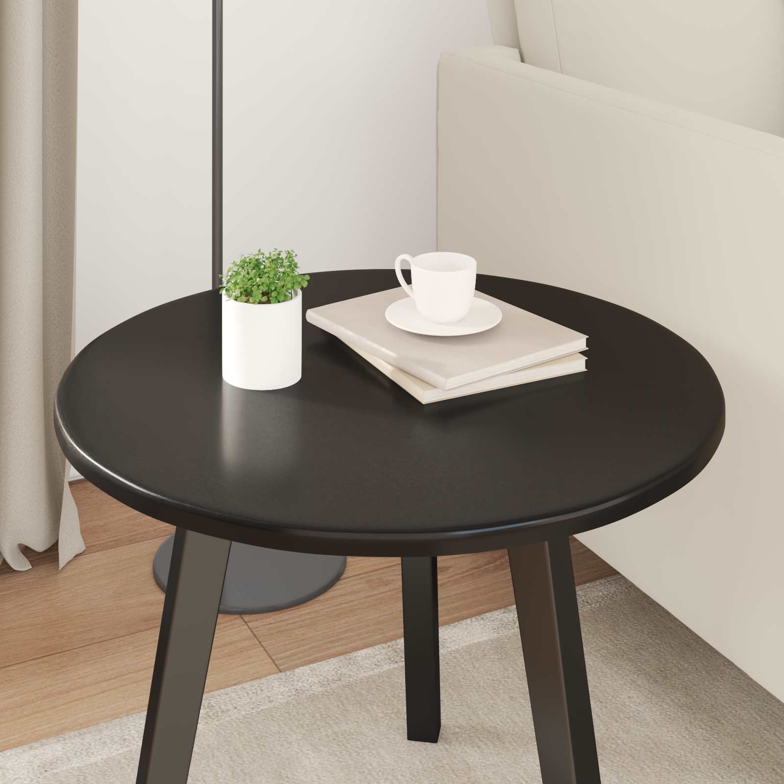 vidaXL Blat stołu Ø 50 x 1,5 cm Okrągły Drewno inżynieryjne Czarny