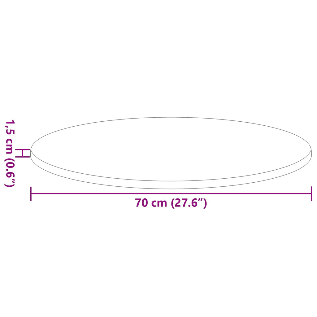 vidaXL Blat stołu Ø 70 x 1,5 cm Okrągły Drewno inżynieryjne