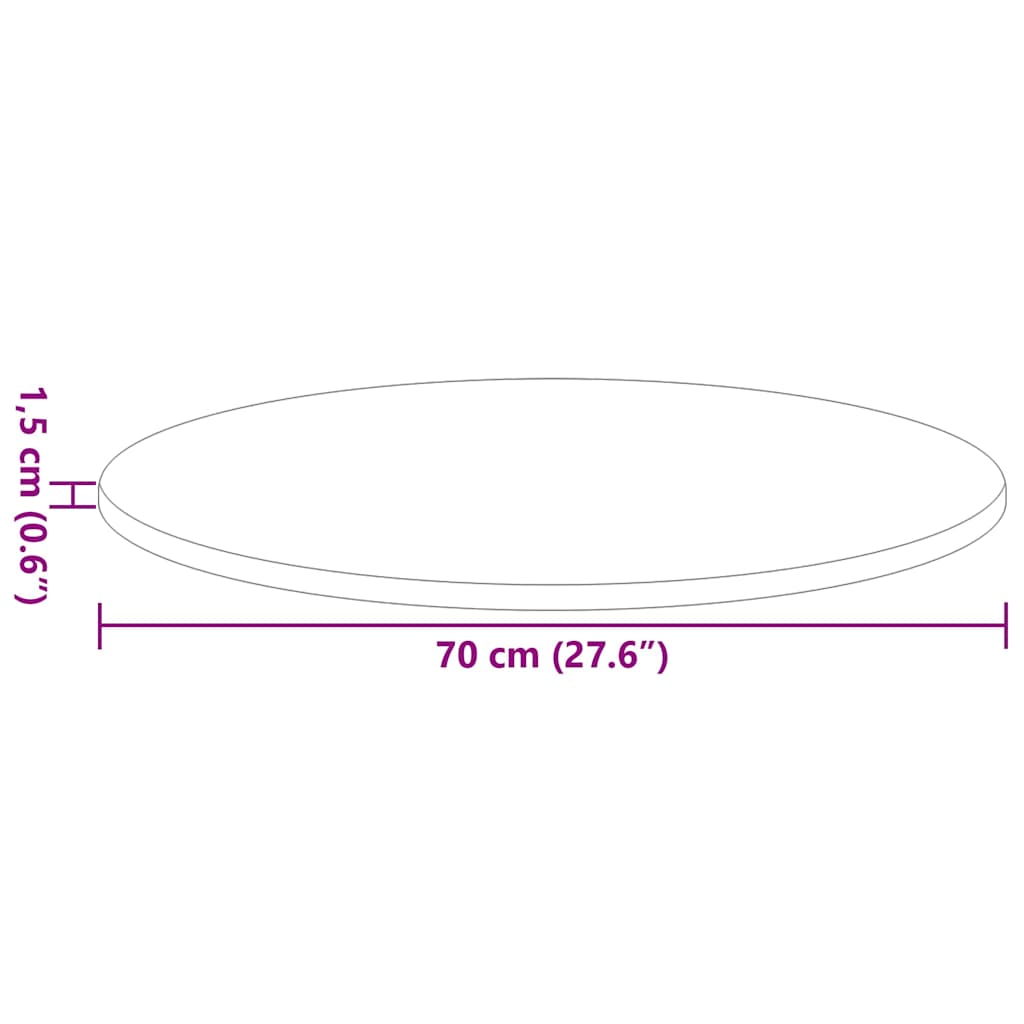 vidaXL Blat stołu Ø 70 x 1,5 cm Okrągły Drewno inżynieryjne