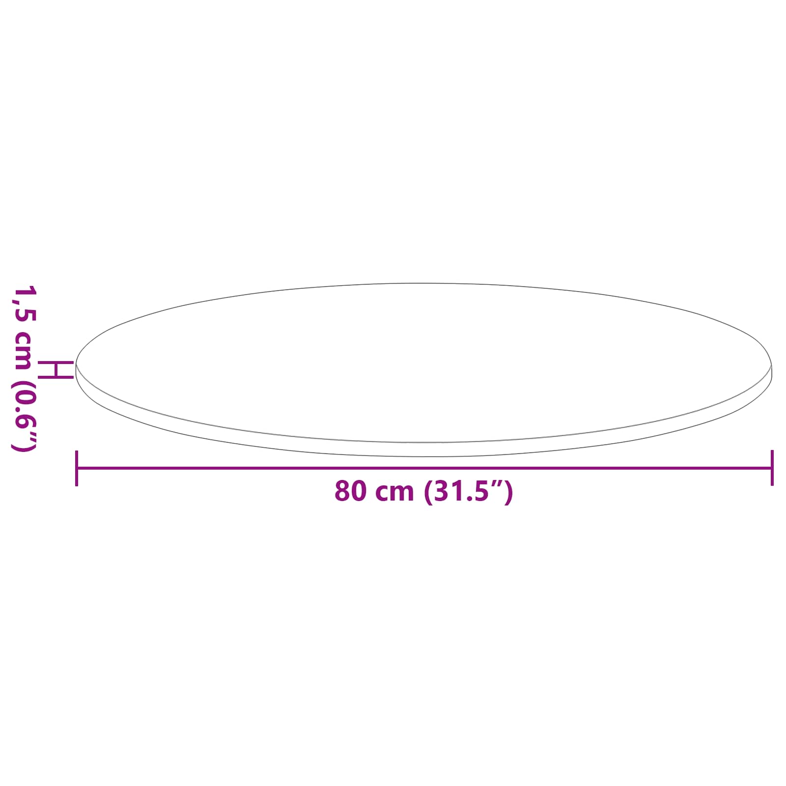 vidaXL Blat stołu Ø 80 x 1,5 cm Okrągły Drewno inżynieryjne Czarny