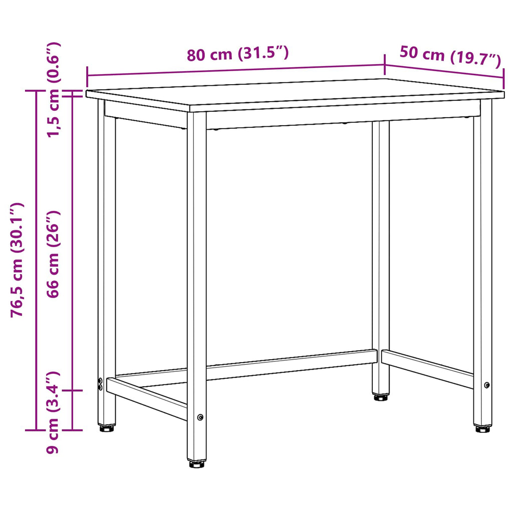 vidaXL stół Dąb Sonoma 80 x 50 x 76,5 cm Drewno inżynieryjne i stal