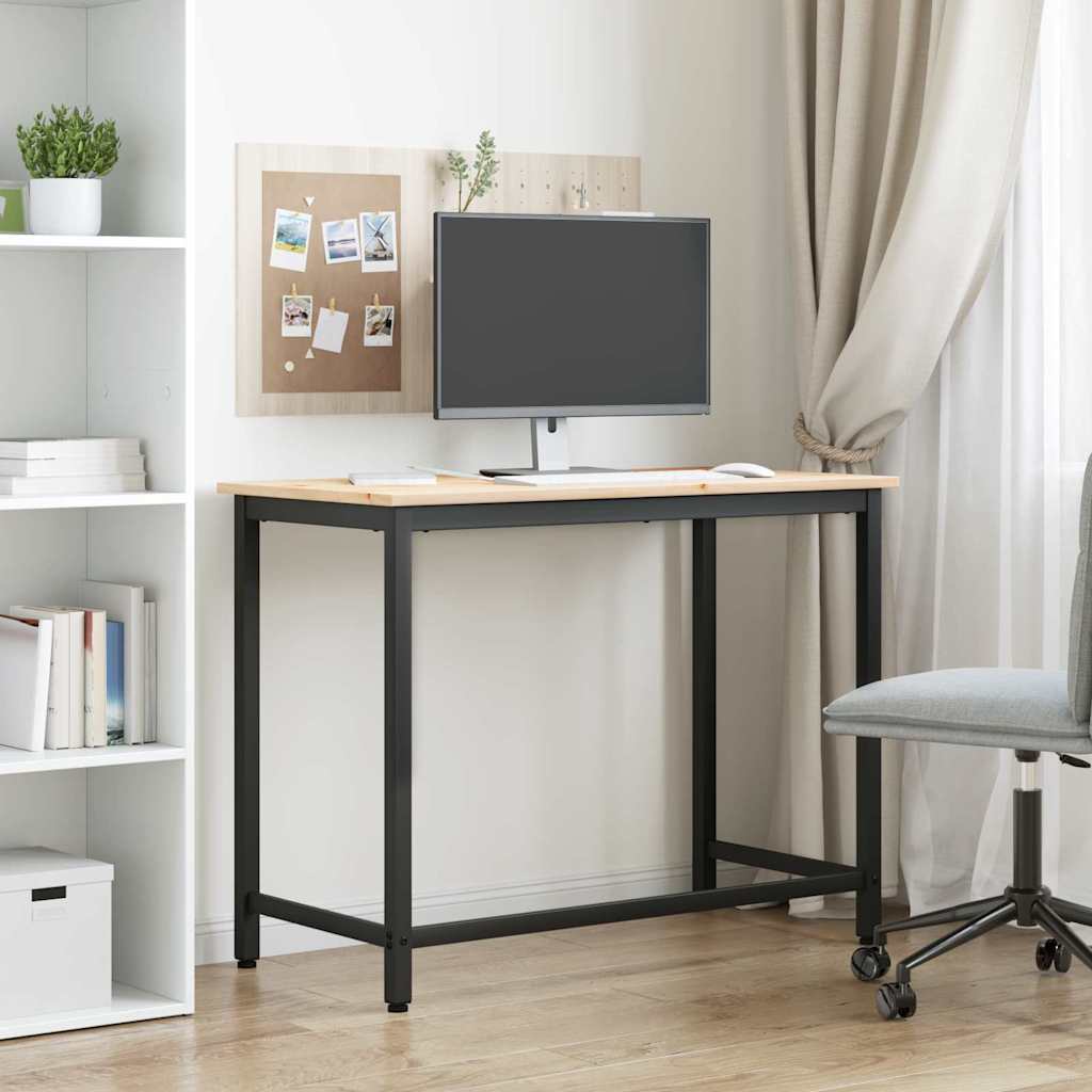 vidaXL stół Naturalny 100 x 50 x 77 cm Drewno inżynieryjne i stal