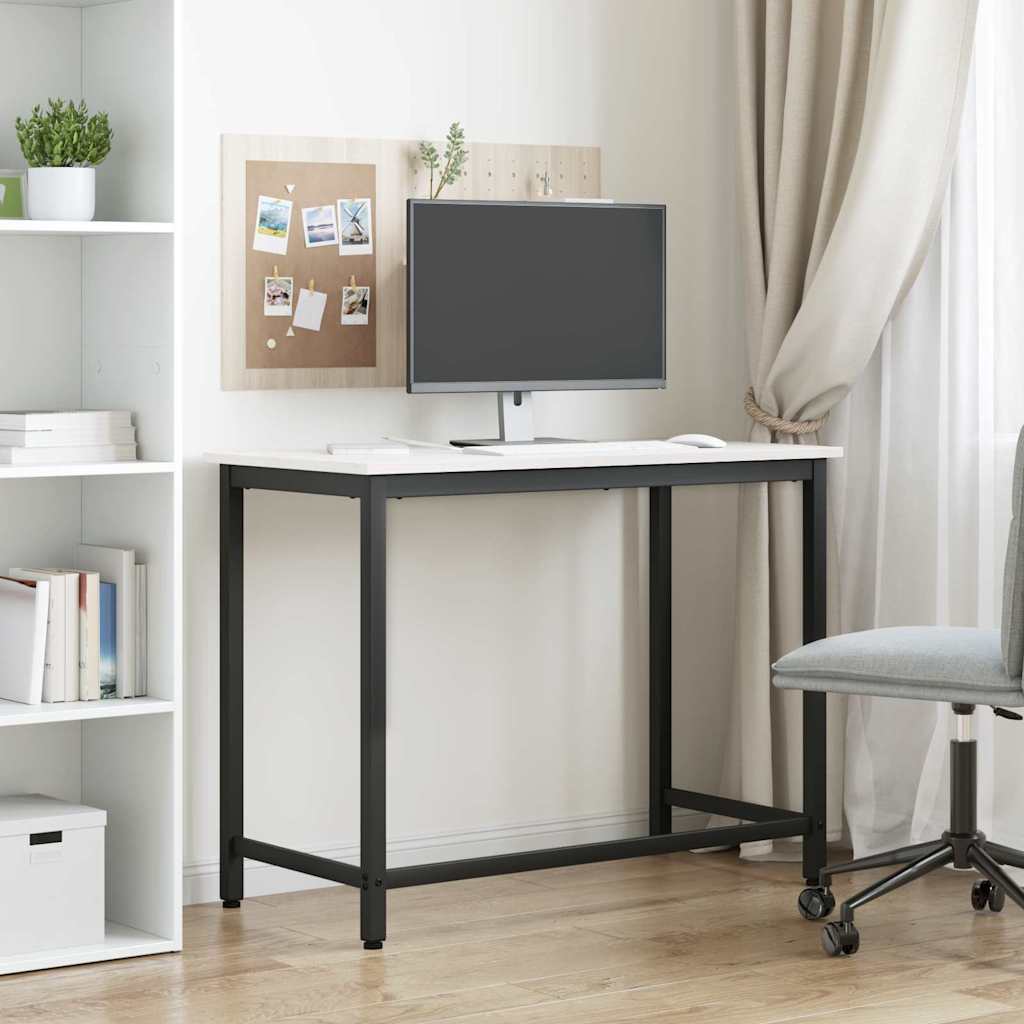 vidaXL stół Biały 100 x 50 x 77 cm Drewno inżynieryjne i stal