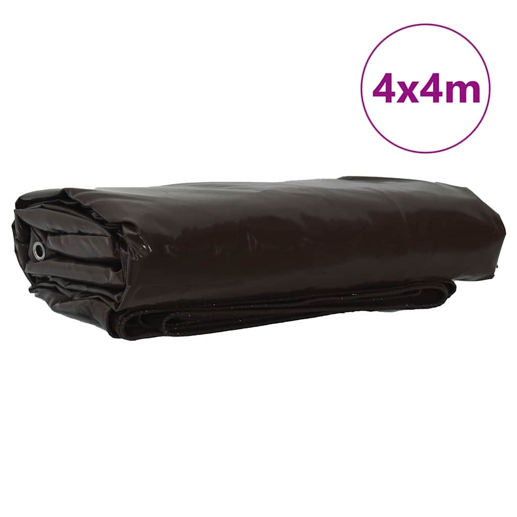 vidaXL Plandeka 650g / m² Brązowy 4 x 4 m Płótno z powłoką PVC