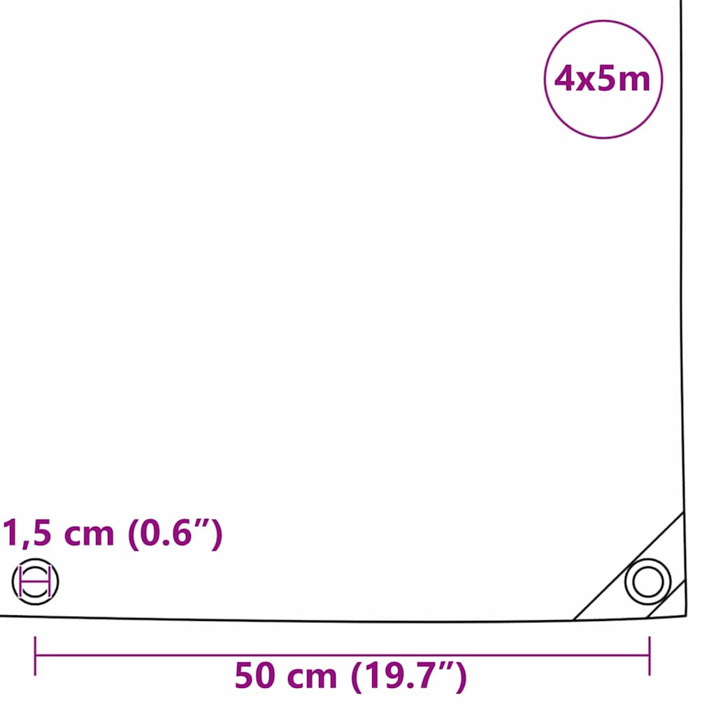 vidaXL Plandeka 650g / m² Brązowy 4 x 5 m Płótno z powłoką PVC