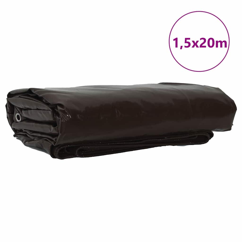 vidaXL Plandeka 650g / m² Brązowy 1,5 x 20 m Płótno z powłoką PVC
