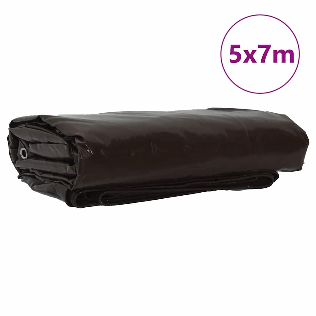 vidaXL Plandeka 650g / m² Brązowy 5 x 7 m Płótno z powłoką PVC