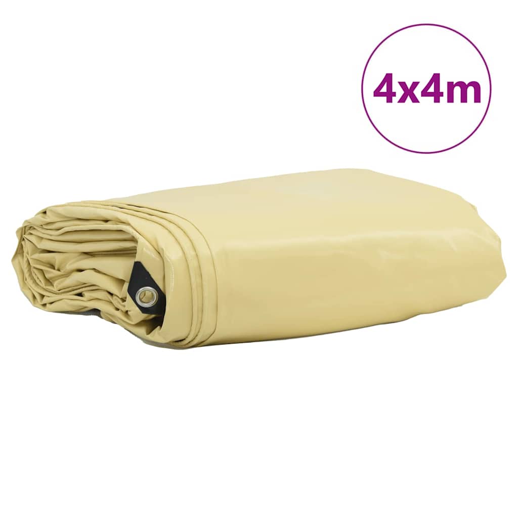 vidaXL Plandeka 650g / m² Beżowy 4 x 4 m Płótno z powłoką PVC