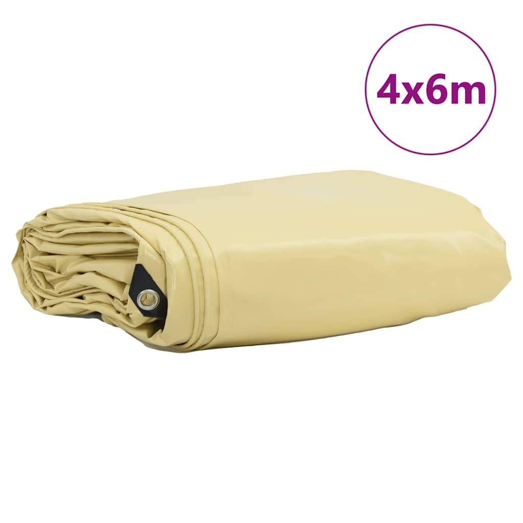 vidaXL Plandeka 650g / m² Beżowy 4 x 6 m Płótno z powłoką PVC