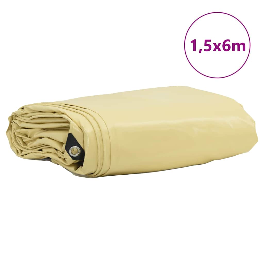vidaXL Plandeka 650g / m² Beżowy 1,5 x 6 m Płótno z powłoką PVC