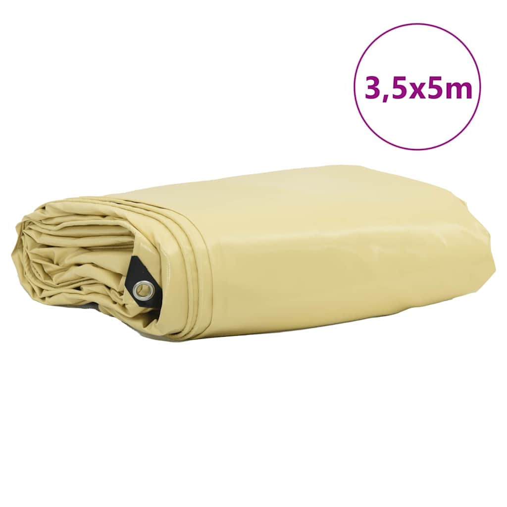 vidaXL Plandeka 650g / m² Beżowy 3,5 x 5 m Płótno z powłoką PVC