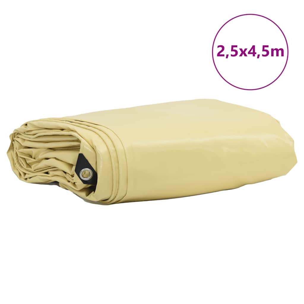 vidaXL Plandeka 650g / m² Beżowy 2,5 x 4,5 m Płótno z powłoką PVC