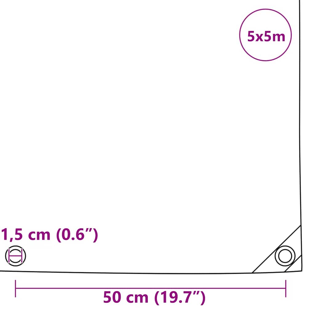 vidaXL Plandeka 650g / m² Beżowy 5 x 5 m Płótno z powłoką PVC