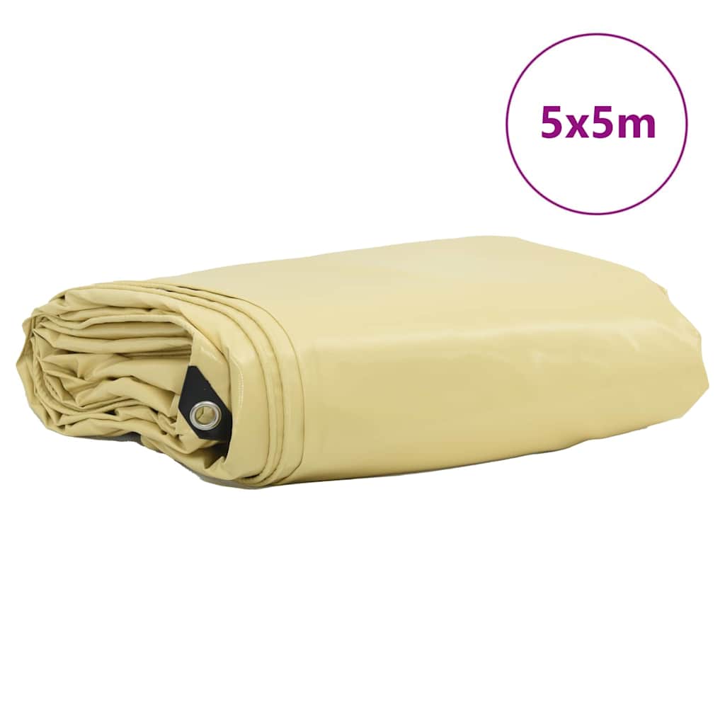 vidaXL Plandeka 650g / m² Beżowy 5 x 5 m Płótno z powłoką PVC