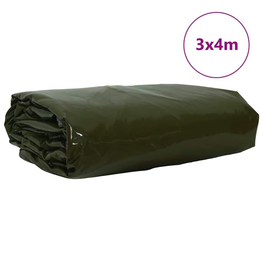 vidaXL Plandeka 650g / m² Zielony oliwkowy 3 x 4 m Płótno z powłoką PVC
