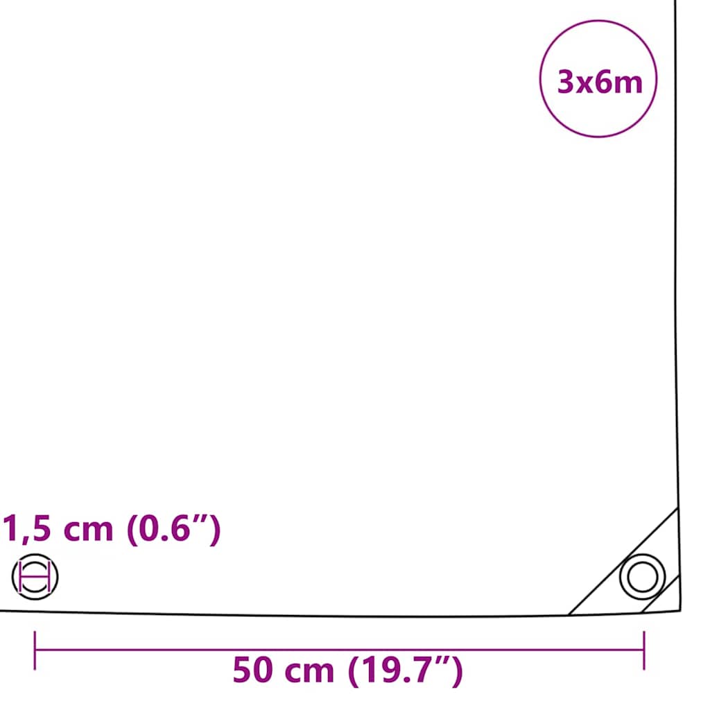 vidaXL Plandeka 650g / m² Zielony oliwkowy 3 x 6 m Płótno z powłoką PVC
